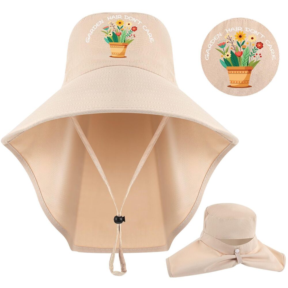 8635 Garden Hats Gardener Gifts Sun Protection Wide Brim Embroidered Hat